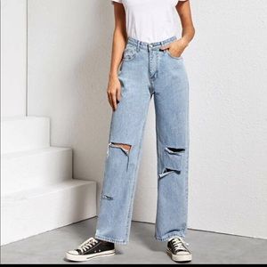 High Waisted Distressed Baggy Boyfriend Jeans